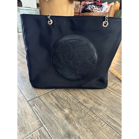 Tory Burch Women's Black 100% Smooth Leather Ella Chain Tote Bag - Picture 4 of 11